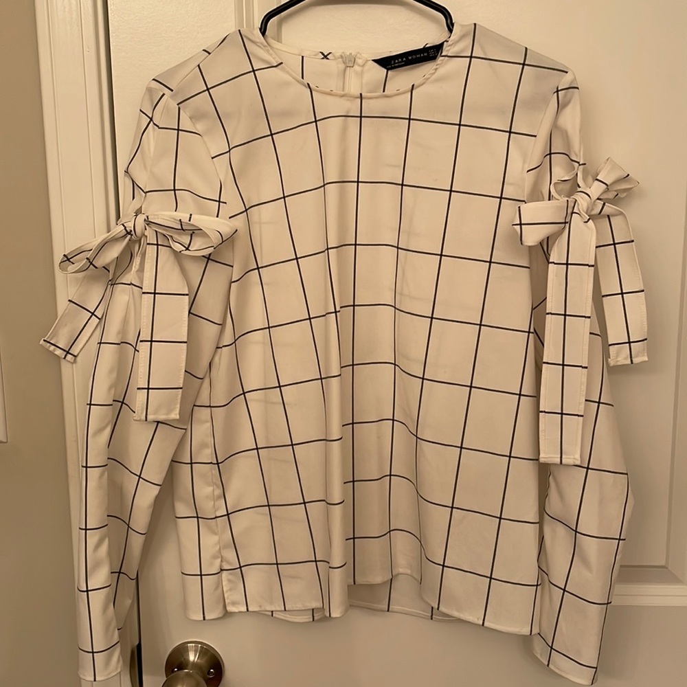 Zara windowpane blouse
